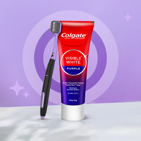 Colgate Visible White Purple Whitening Toothpaste with Toothbursh