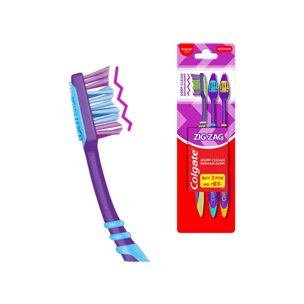 Colgate Zig Zag Deep Clean Toothbrush (Medium) (Removes Bacteria Between The Teeth)