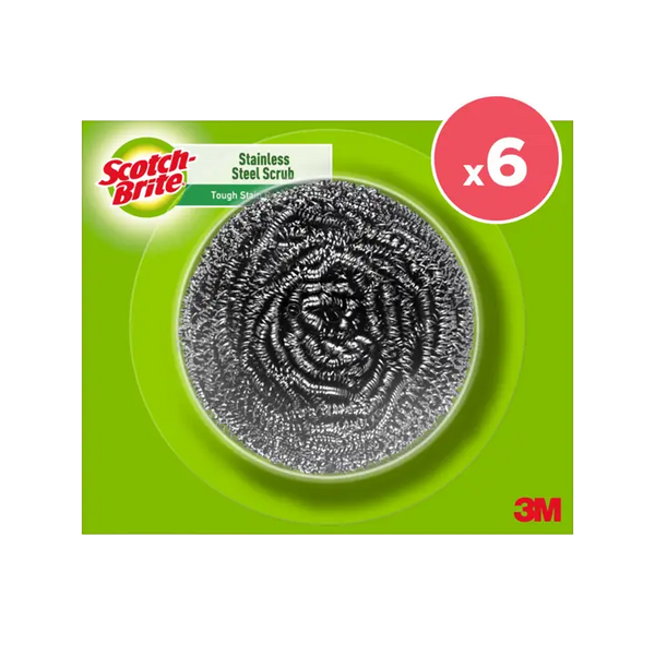 Scotch Brite Stainless Steel Scrubber Ball - Pack of 6