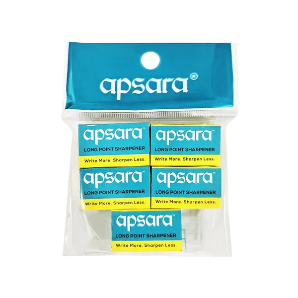 Apsara Long Point Pencil Sharpener (Multicolour) Pack of 5