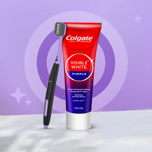 Colgate Visible White Purple Whitening Toothpaste with Toothbursh