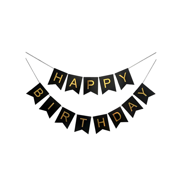 Happy Birthday Banner (Black) by Picfest