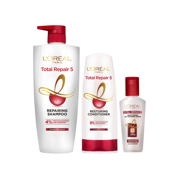 L'Oreal Paris Total Repair 5 Serum, Shampoo & Conditioner 650 ml + 180 ml + 40 ml