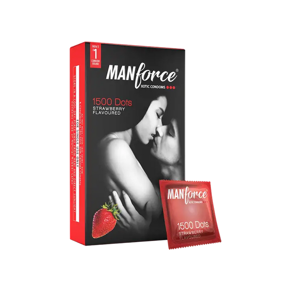 Manforce Xotic Extra Dotted Condom - Strawberry Flavour