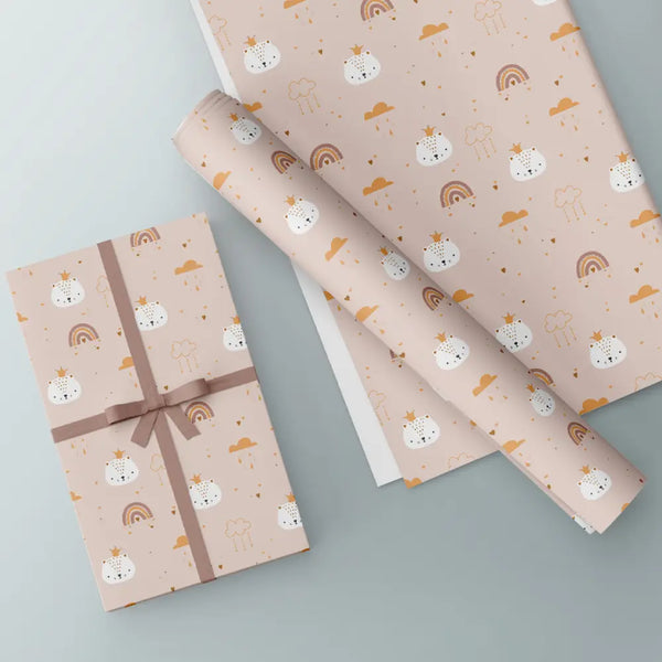 Paperpep Peach Rainbow Print Gift Wrapping Paper (Multicolour)