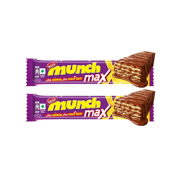 Nestle Munch Max Choco Coated Crunchy Wafer Chocolate - Pack of 2